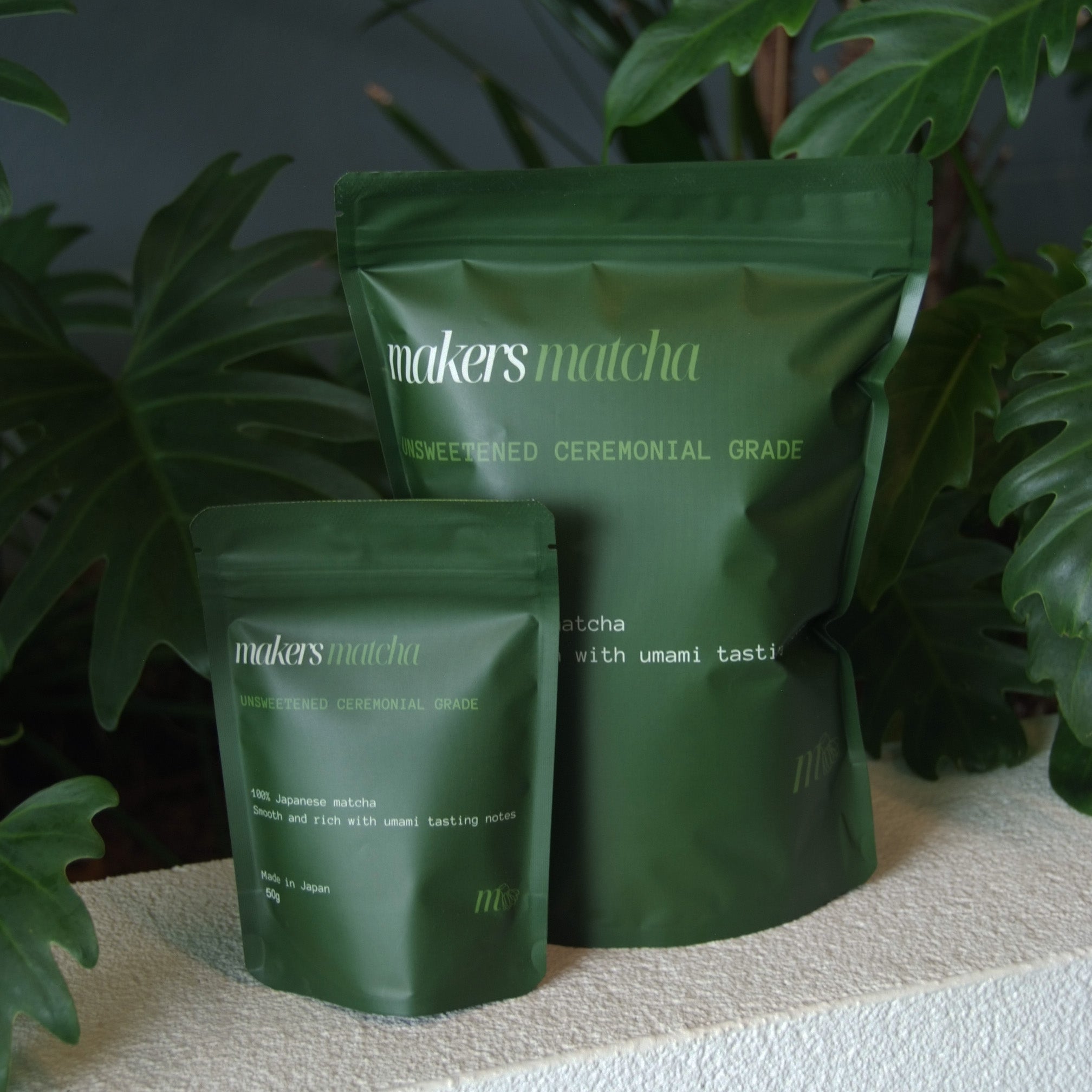 Makers ceremonial grade matcha bags, single origin Shizuoka Japan