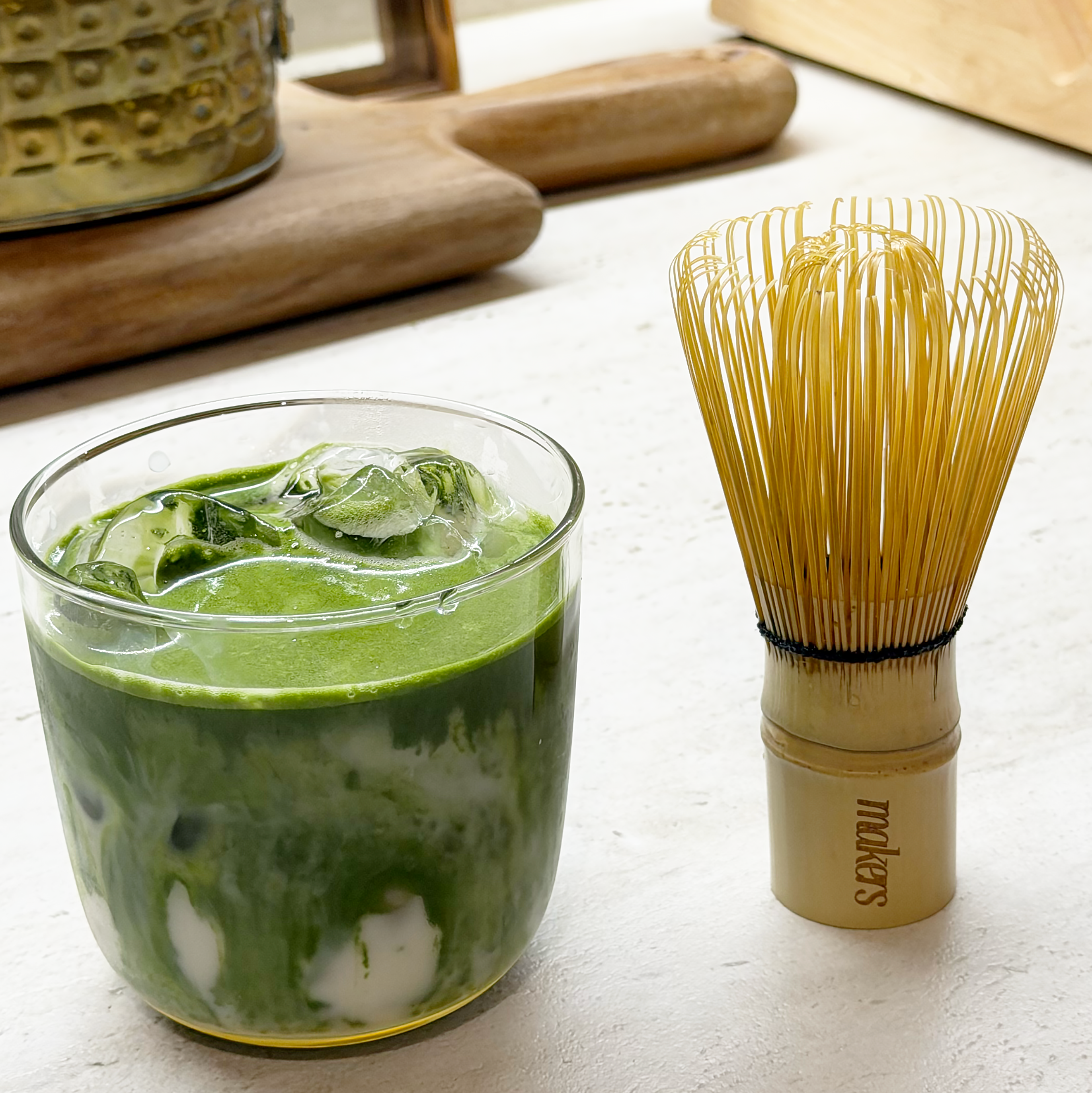 Makers engraved logo Bamboo Whisk